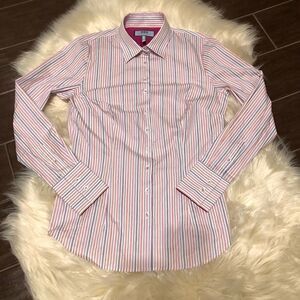 Hawes & Curtis pink/fushia/purple fitted pinstriped button up sz 6